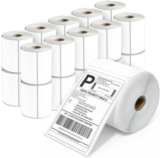 4" X 6" Direct Thermal Labels (5000 Count, 20 Rolls) - Printable | Postage Shipping Labels for Packages and Returns - Compatible With Zebra and Rollo Printers - Spartan Industrial