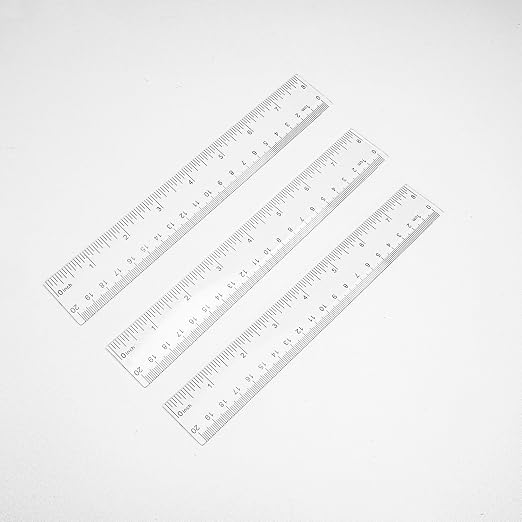 3 Pieces Transparent Plastic Ruler, 8 inch (20cm) Ruler, Pack of 3, Clear Ruler, Plastic Ruler, Rulers for Kids, Measuring Tools, Ruler Set, Ruler inches and Centimeters