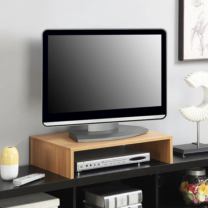 Convenience Concepts Designs2Go Small TV Riser 23.75", for TVs up to 26" - Contemporary TV or Computer Riser for Living Room, Modern Office, Den, Light Oak
