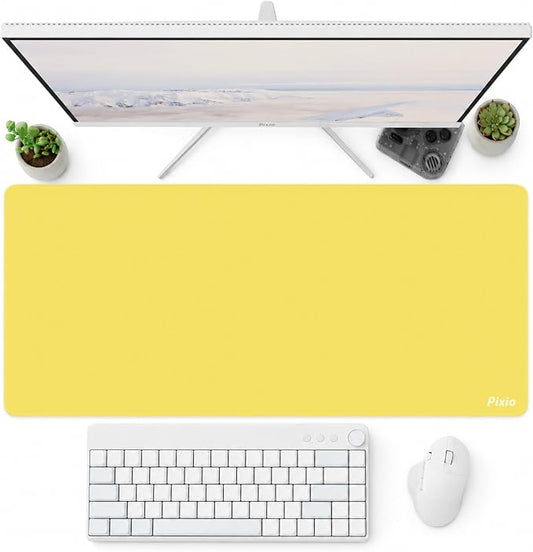 Pixio Wave Mouse Pads - 35.4 x 15.7 inch 2X-Large Yellow Mousepad for Gaming, Office, Desktop Anti-Slip Waterproof Washable Computer Desk Mat