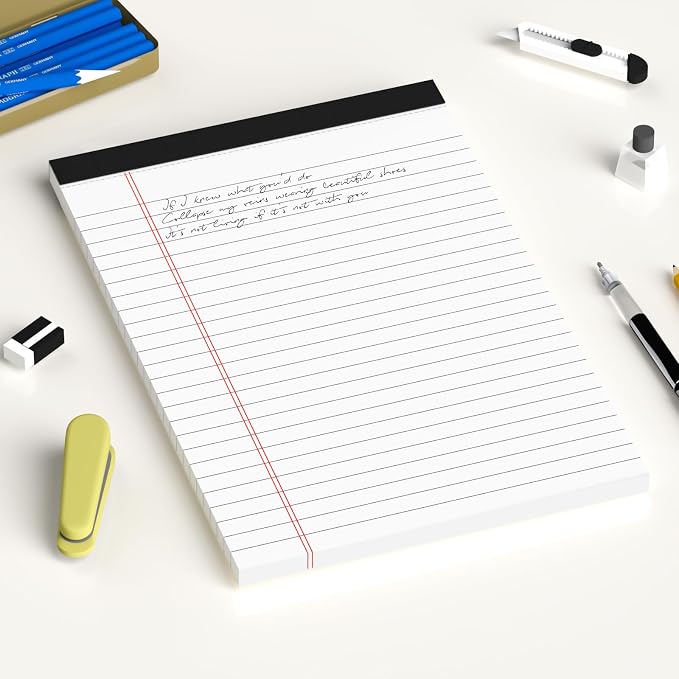 AILZFEI 12pcs Small Note Pad 5x8 College Ruled White Legal Pads Paper Notepads 12 Pack Study Back Writing Pads 5 x 8 Legal Pads Perforated Narrow Ruled Pads of Paper White