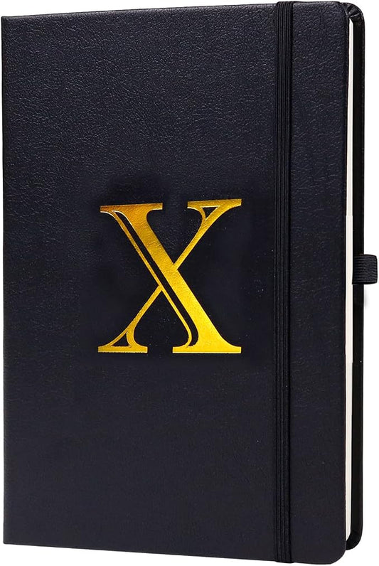 Business Notebook for Men Women, A5 Journal Notebook with A-Z , Dual-Sided Writing Paper Notebook with Dividers, Travel Journal for Teens, 200 Pages Leather Journal for Writing, Work, Meetings Black,X