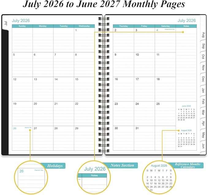2026-2027 Appointment Book & Planner - Hourly Planner from July 2026 - June 2027, Weekly Appointment Book 2026-2027 with 30-Minute Interval, 6.4" x 8.5", Black