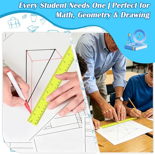 36 Pack 12 Inch Clear Yellow Plastic Rulers Bulk, Transparent Metric Rulers with Centimeters and Inches, Straight Measuring Rulers for Back to School, Kids Classroom School Office Home Supplies