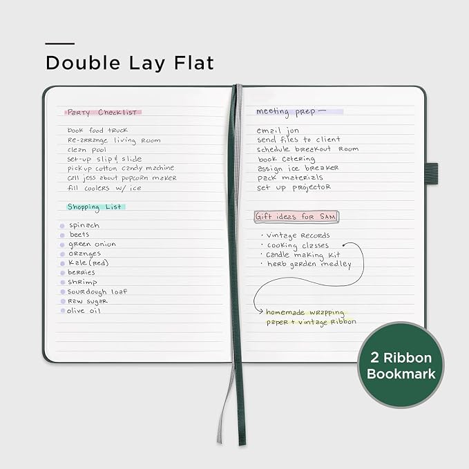 &And Per Se Lined Notebooks 3-Pack Gift Set, A5 Hardcover Journals, 160 Pages 100gsm Thick Paper, Journaling Notebook for Office School (Green)