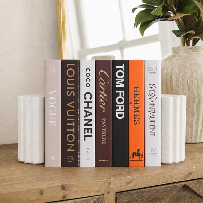 PROBENEX 7 Pcs Decorative Books | Faux Suite Coffee Table & Shelf Decor | Designer Fuller Set for Living Room, Office and Mantel - Not Real, Tool-Free 2-Min Setup