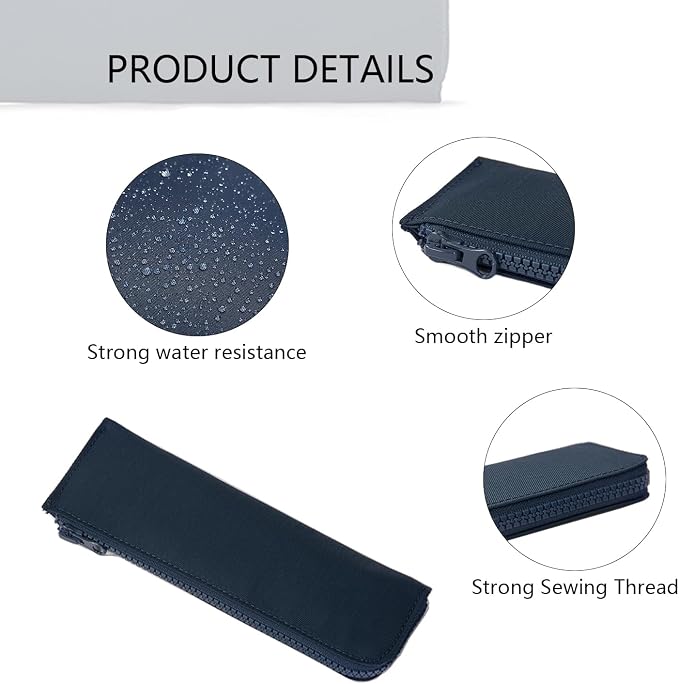 Oxford Pencil Case Slim Pencil Pouch Durable Zipper Stationery Bag Small Travel Use（Light gray/Oxford）