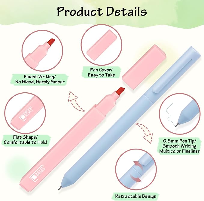 DazSpirit 12 Pastel No Bleed Bible Highlighters & 6 Color Pens Set | Quick-Dry Cute Aesthetic Markers in Assorted Colors for Bible Study, Journaling, Office and School Supplies