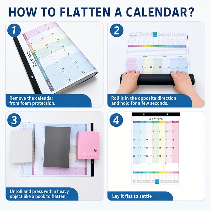 Large Wall Calendar 2026-2027, 18-Month Wall Calendar from July 2026 to December 2027, 15" x 22" 2026 Wall Calendar with Spacious Blocks, Julian Dates, Habit Tracker & Full-Year Reference for Home Office School Colorful