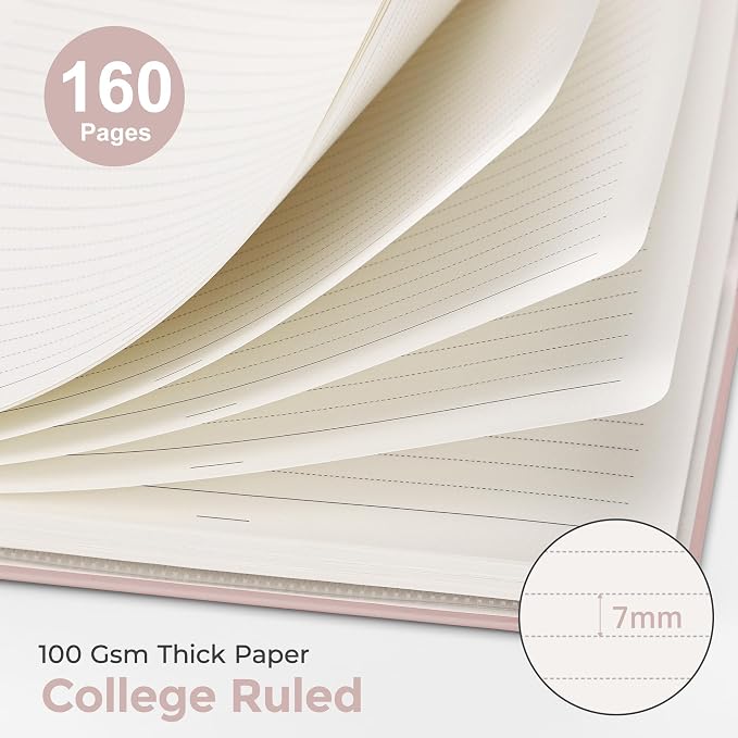 AHGXG Spiral Journal Notebook, 160 Lined Pages, A5 Size (5.7'' x 8.3'') | for Women, Journaling, Writing, Work & Office, Hardcover, 100 GSM Thick Paper (Peach Poppy Sunset)