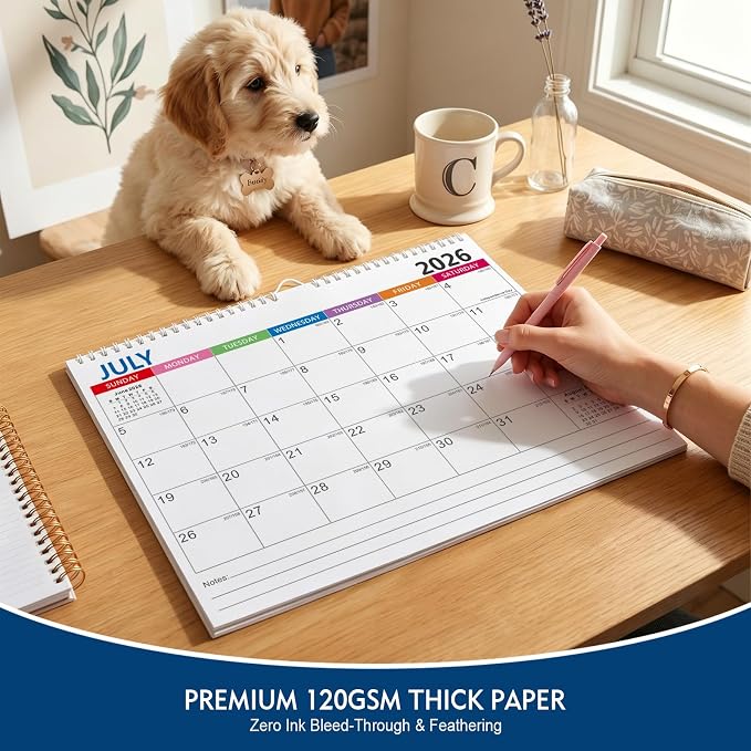 Comix 2026-2027 Wall Calendar, 18 Months Jul 2026 - Dec 2027 Monthly Planner, 120 GSM Thick Paper Lined Blocks, Hanging Calendar for Home Office Classroom, 14 x 11 Inch