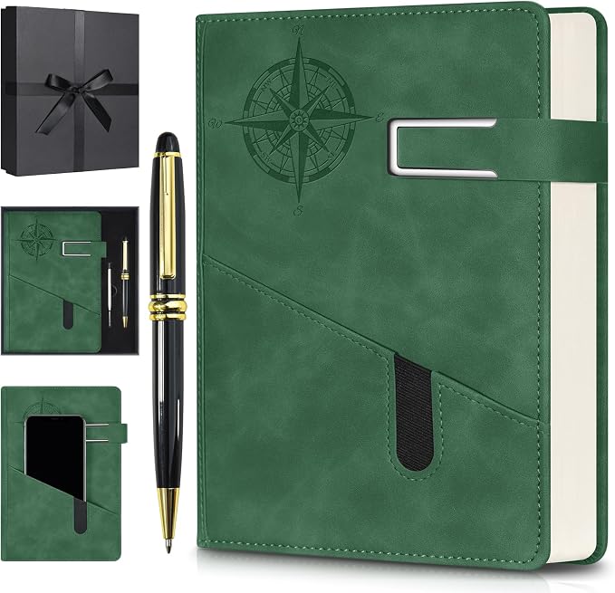 Lined Notebook Journal for Men Women, College Ruled Notebook, Hardcover Leather Journal with Pen & Gift Box, 256 Pages Thick Daily Diary, Professional Notebooks for Work, Travel, Executive, Writing,A5
