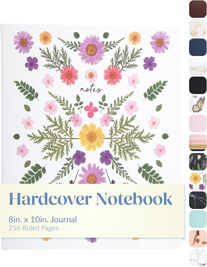 WORLD TRAVELER Large Lined Journal Notebook 256 Ruled White & Ivory Pages | Lay-Flat Binding, Gilded Page Edges Resist Wear, Reinforced Square Corners, Bleed-Resistant Smooth Paper