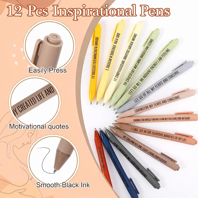 Mooliwe 24 Pcs Positive Affirmation Gift Set Gratitude Notebooks with Pens Small Bags Motivational Encouragement Notepads Daily Affirmations Journal for Women Stress Relief Self Care (New Mom)