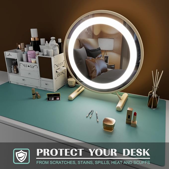 K KNODEL Extra Large Desk Mat, Leather Mouse Pad (35.4"x17", Green) | Desk Pad, Keyboard Pad, Computer and Laptop Mat, Desktop Protector and Cover, Writing Pad and Blotter for Home Office