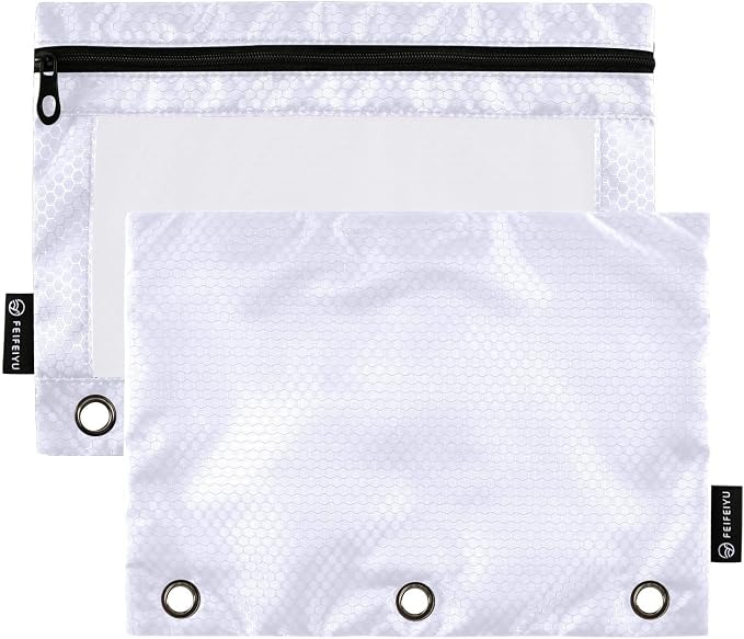 Gredecor Binder Pencil Pouch 3 Ring Lavender Purple Zipper Pencil Pouches Case 2 Pack Clear Binder Organizer for School Office