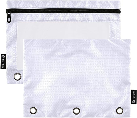 Gredecor Binder Pencil Pouch 3 Ring Lavender Purple Zipper Pencil Pouches Case 2 Pack Clear Binder Organizer for School Office