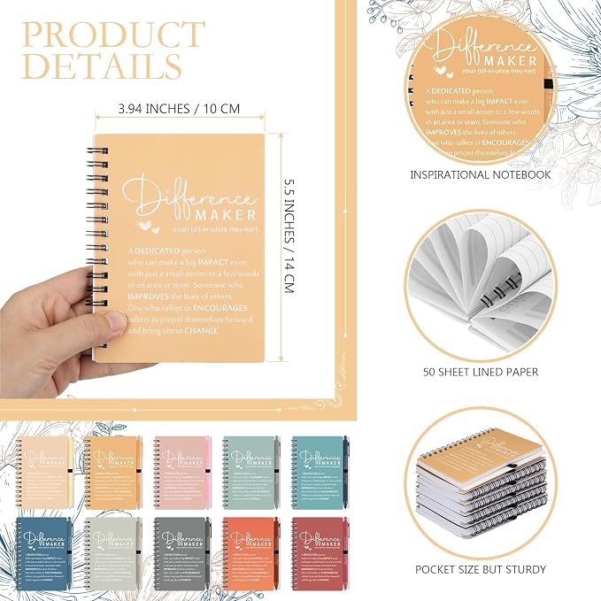 Tellingyou 20 Sets Difference Maker Employee Appreciation Gift for Coworkers to Do List Notebooks with Ballpoint Pens Note Pads Journal for Nurse Staff Team Graduation Teacher (Bright Morandi Colors)