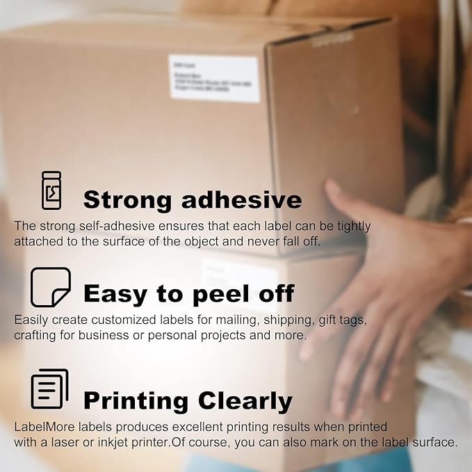 LabelMore 2000 2" x 4" Shipping Address Labels, Inkjet & Laser Compatible, Permanent Adhesive, 200 Sheets (10 Labels Each)