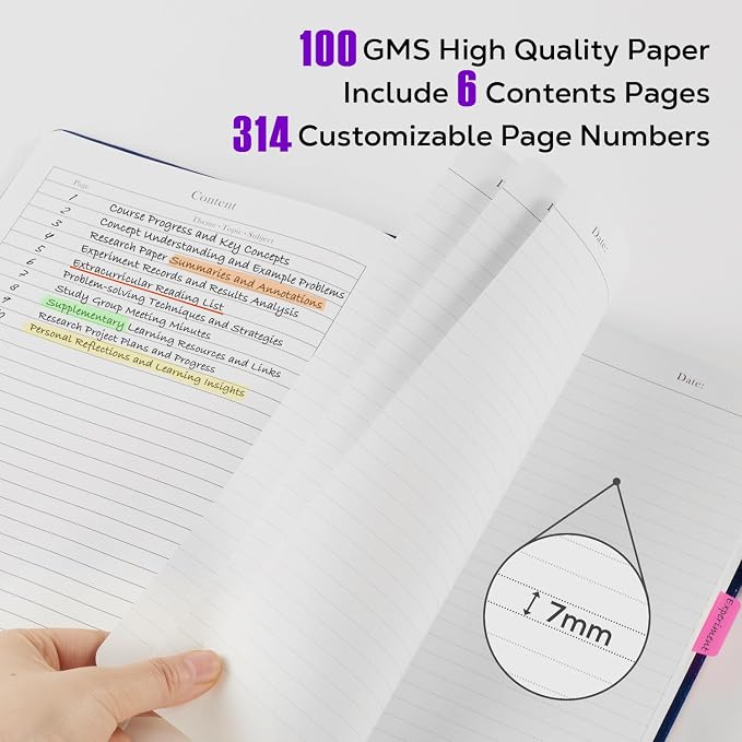 FOCUS DAY Lined Journal Notebook, 320 Pages Leather Hardcover Thick A5 College Ruled Thick Classic with Pen Loop, for Writing Women Men Office Work, 5.7'' X 8.4'', Pearlescent Purple