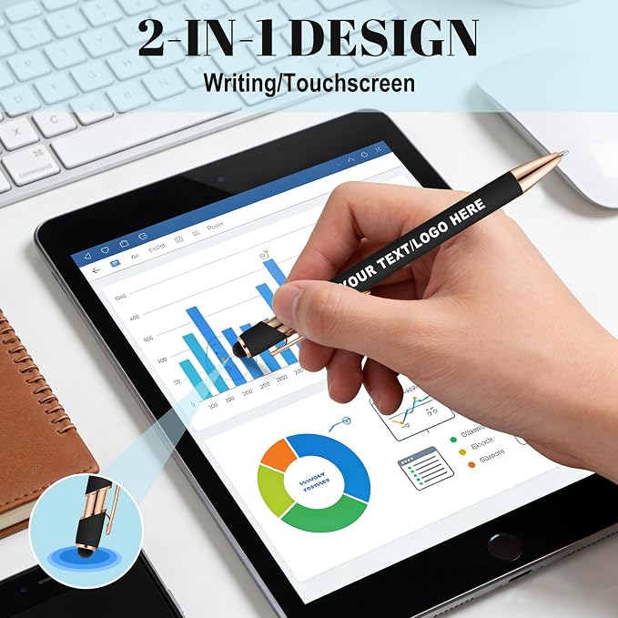 ENOMY Personalized A5 Notebook Set 240 Lined Pages Custom Notebook with 10 PC Pens PU Leather Journal Cover to Business Gift College Birthday Corporate Men & Women, Light Blue