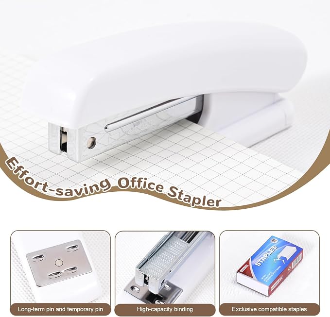 Gawsey White Desk Organizers and Accessories with Desk Organizer 360° Rotating Pen Holder and Office Supplies, Cute Stationery Supplies Set