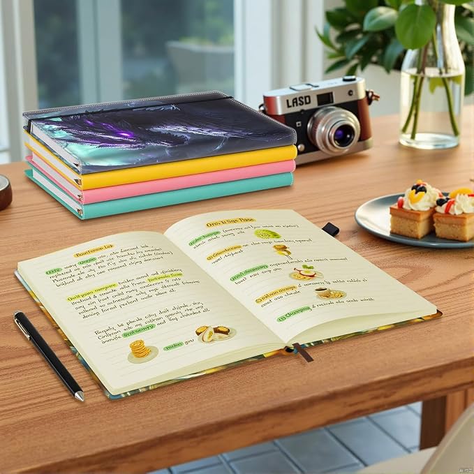 Hardcover Executive Notebooks, A5 PU Leather Lined Journal Notebook, 200 Pages Thick Paper Subject Notebooks for School,Work,Home Writing Business Notebook, Diary Book, Dragon 4