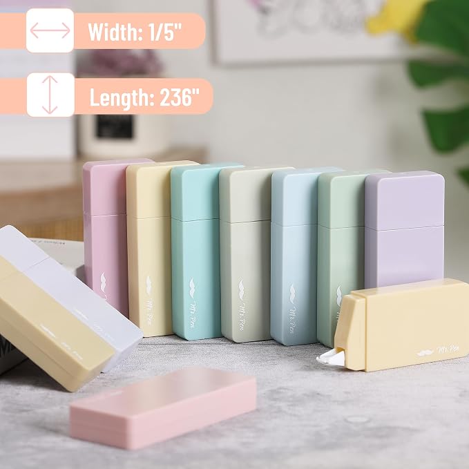 Mr. Pen- Aesthetic Correction Tape Bulk, 0.2" x 236", 12 pcs, Pastel Colors | Cute Correction Tape