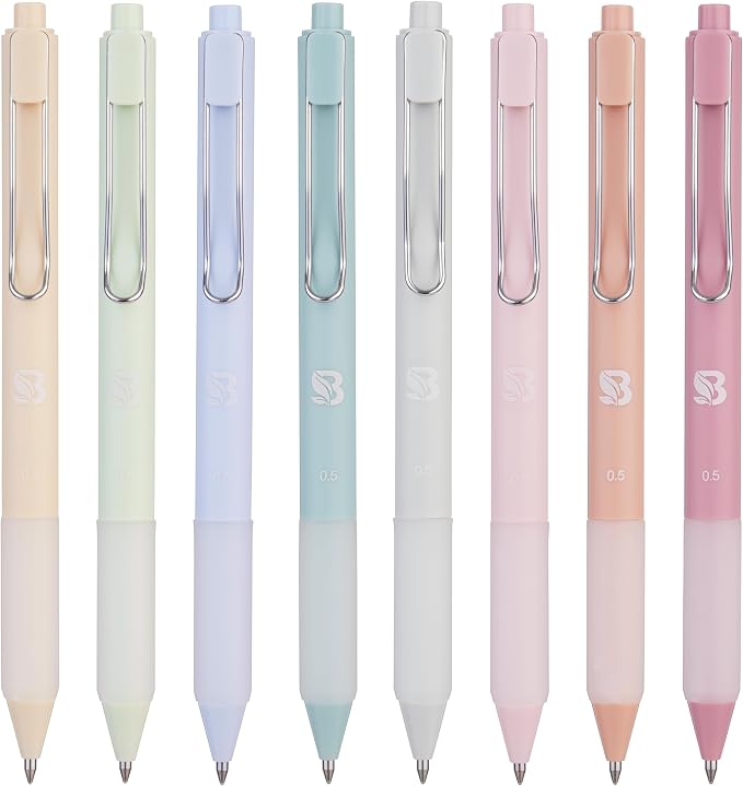 BLIEVE Bible Pens No Bleed Through Thin Pages, Pastel Gel Pens, 8 Pack | Fast Dry Ink, Matte Finish, Smooth Writing,No Bleed, For Journaling, Bible Notes, Drawing - Colored Ink