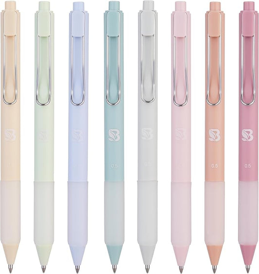 BLIEVE Bible Pens No Bleed Through Thin Pages, Pastel Gel Pens, 8 Pack | Fast Dry Ink, Matte Finish, Smooth Writing,No Bleed, For Journaling, Bible Notes, Drawing - Colored Ink