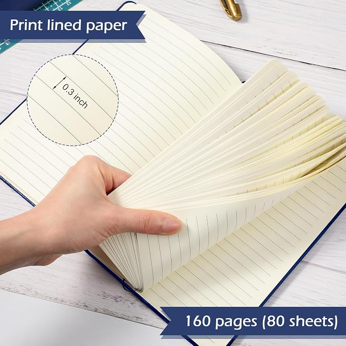 Honoson 20 Pack A5 Lined Journal Notebooks Hardcover Executive Notebook 5.5" x 8.3" PU Leather Wide Ruled Journals Bulk 160 Pages for Back to School Supplies Office Business Home (Navy)