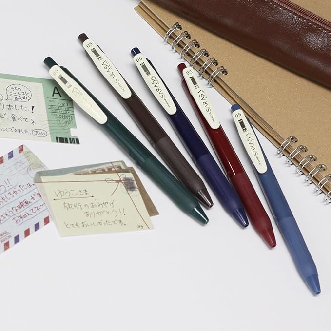Zebra Pen SARASA Clip Retractable Gel Pen, Assorted Vintage Dark Ink, 5-Pk