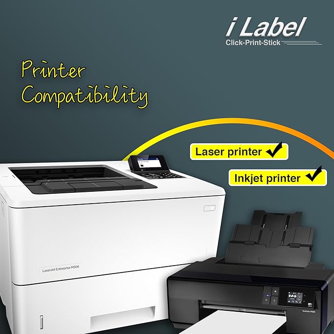 8.5" x 11" Full Sheet Label Sticker Paper for Laser & Inkjet Printers [100 Sheets,100 Labels]