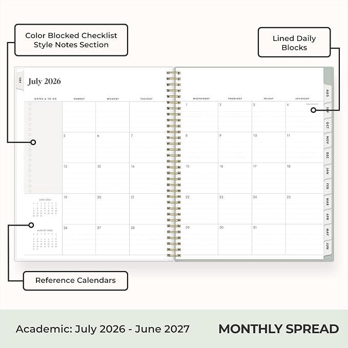 Blue Sky 2026-2027 Weekly & Monthly Academic Planner, 8.5"x11", Marisa | July 2026 - June 2027, Flexible Cover, Wirebound, Laminated Tabs, Storage Pocket, Stickers, Academic Year, The Everygirl