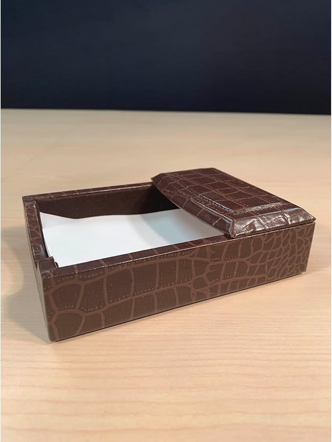 Dacasso Crocodile Embossed Leather Desk Set - Luxury Leather Desk Pad & Desk Organization Essentials - Office Organization & Executive Desk Decor - (Brown, 10 Piece)