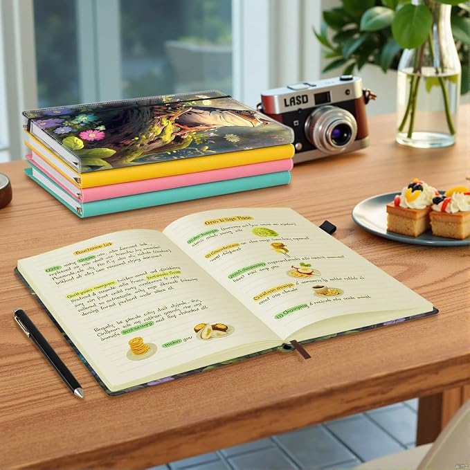 Hardcover Executive Notebooks, A5 PU Leather Lined Journal Notebook, 200 Pages Thick Paper Subject Notebooks for School,Work,Home Writing Business Notebook, Diary Book ， Frog