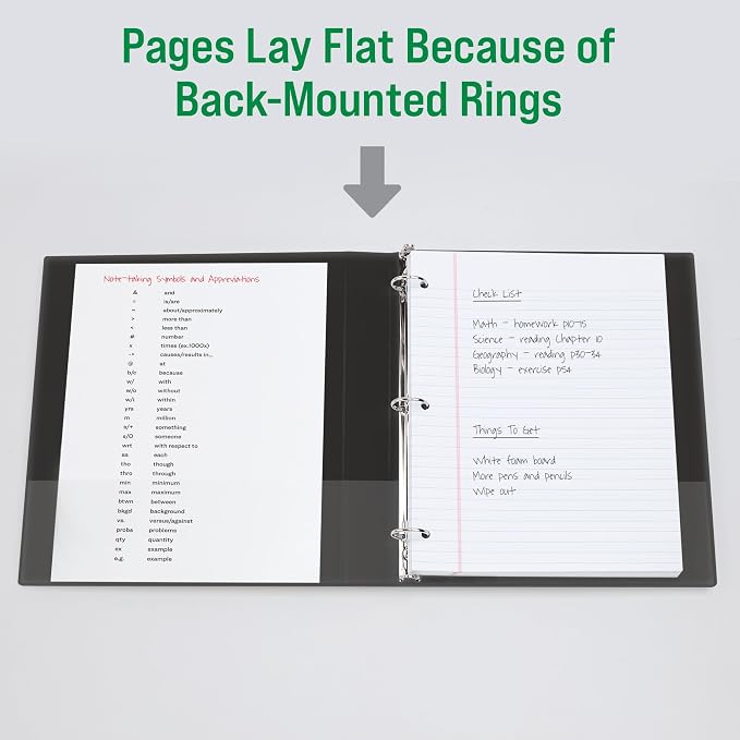 Office Essentials Economy View 3 Ring Binders, 2" Round Rings, 2.8" Spine, 375-Sheet Capacity, Black Binders (12-Pack of 03429)