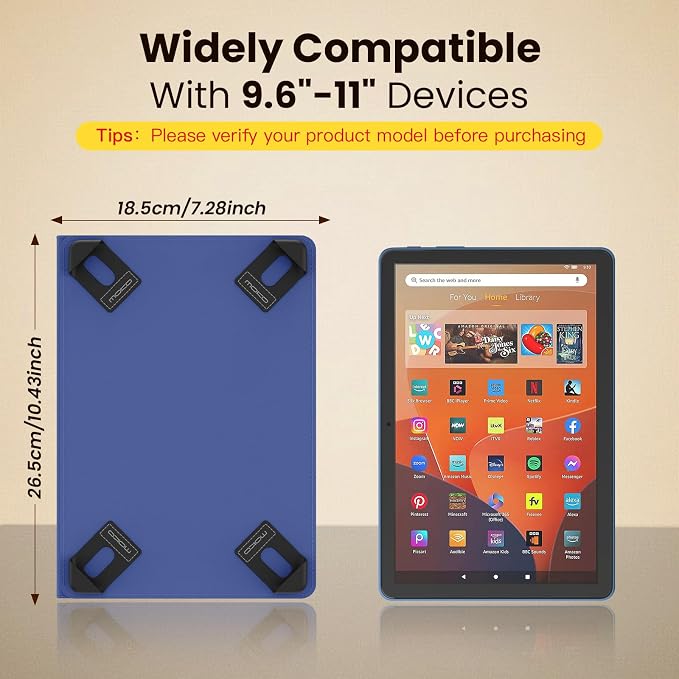 MoKo for Universal 11 inch Android Tablet Case with Pen Holder, Blue Starry | Fits All 9.6-11 inch Tablets, Slim 360 Degree Rotating Cover, Multi-Angle Stand, Front Pocket, No fit iPad/NO back opening