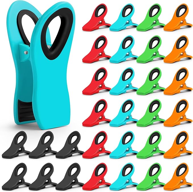 JETMORE 30 Pack Bag Clips, Multicolor Potato Chip Bag Clips, Food Clip