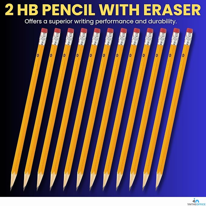 1InTheOffice Lead pencils, Wooden Pencils, Woodcase Pencil HB #2, Yellow Barrel, 36 Pack