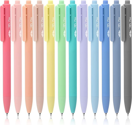 Mr. Pen- Retractable Gel Pens, 12 Pack, Colorful Ink, Fine Point 0.7mm | Fast Dry, Smooth Writing, Cute Pens for Drawing, Writing Planner and School Supplies