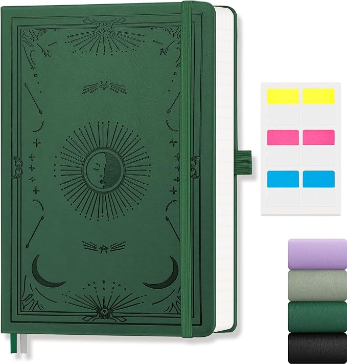 Lined Journal Notebook for Women Men, 192 Pages, A5 (5.7'' x 8.3'') | Hardcover Leather Notebook with 100GSM Thick Paper for Writing, Travel, Business, Office, Prayer (Dark Green)