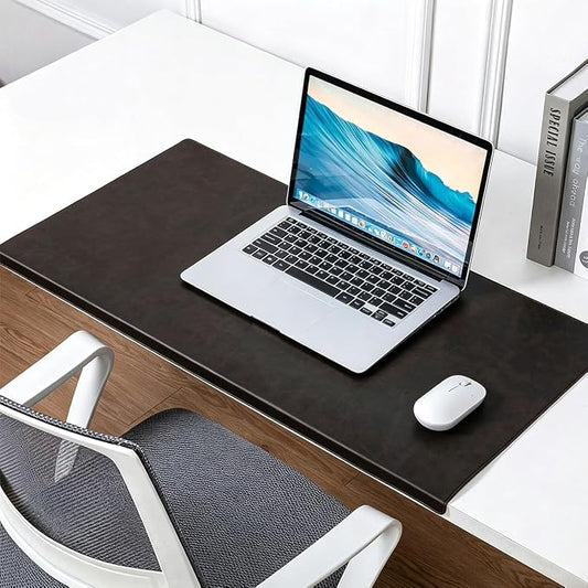 Edge-Locked Non-Slip Large Desk Pad with Edge Protector, Leather Office Laptop Mouse Mat Extended Table Protector, Desk Blotter for Writing Game Work Typing (Dark Coffee,39.4"x16.9")