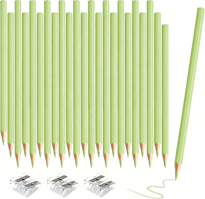 36 PCS Macaron Green Colored Pencils Pre Sharpened Pencil 2 HB - Ideal for Checking, Grading, Tests & Office/School Supplies