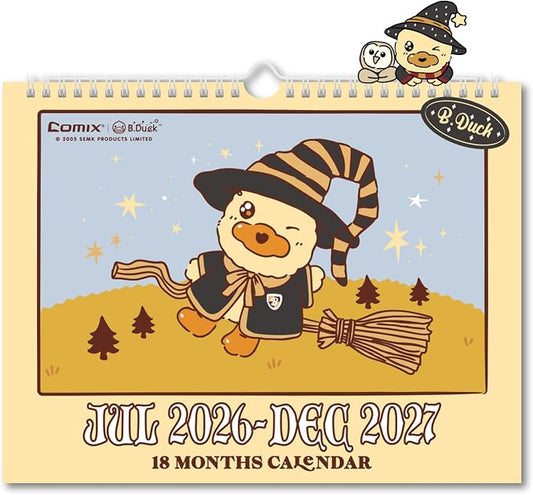 Comix x Bduck 18 Month Wall Calendar 2026-2027 11x8.5 Inch, Monthly Planner Jul 2026 to Dec 2027, Thick 120GSM Paper with Stable Twin-Wire Binding for Home Office Planning