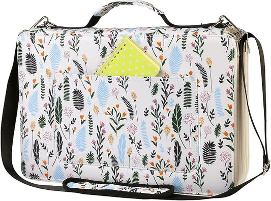 480 Slots Pencil Case, 5-Layer Organizer with Shoulder Strap | 5-layer twill oxford case with 480 elastic slots, carry handle, removable strap, and outer pocket for phone or keys.