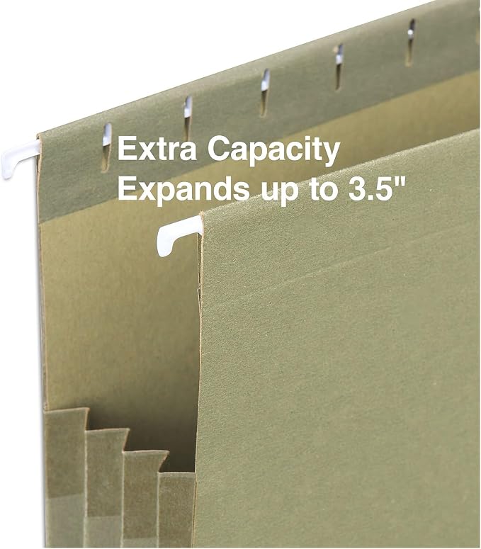 Staples Hanging File Pockets, Letter Size, 3.5" Expansion, Straight‑Cut, Standard Green – 12/Carton