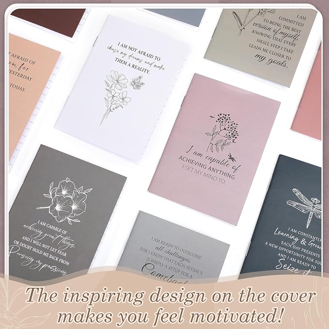 Tatuo 24 Pcs Positive Affirmation Notebooks for Women Vintage Floral Inspirational Notebook Small Motivational Encouragement Notepads Journal for Student Teacher Coworker Back to School Supplies