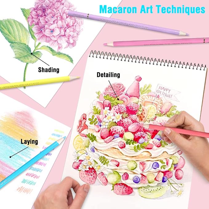 LBW 50 Macaron Pastel Colored Pencils Professional Soft Core for Adults Beginners Sketching Shading