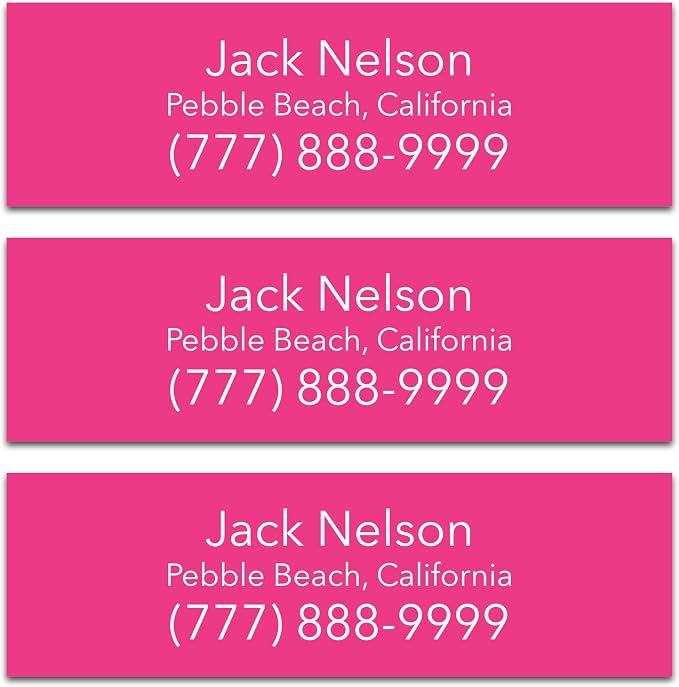 Personalized Golf Club Name Labels (30 Labels) - Custom Waterproof Name Stickers for Golf Clubs (Pink with White Text)